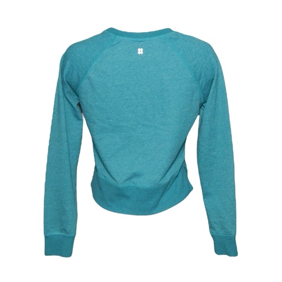 Sweaty Betty Women’s Chelsea Teal Deep Lake Cropped Sweatshirt Size Small - Picture 2 of 6